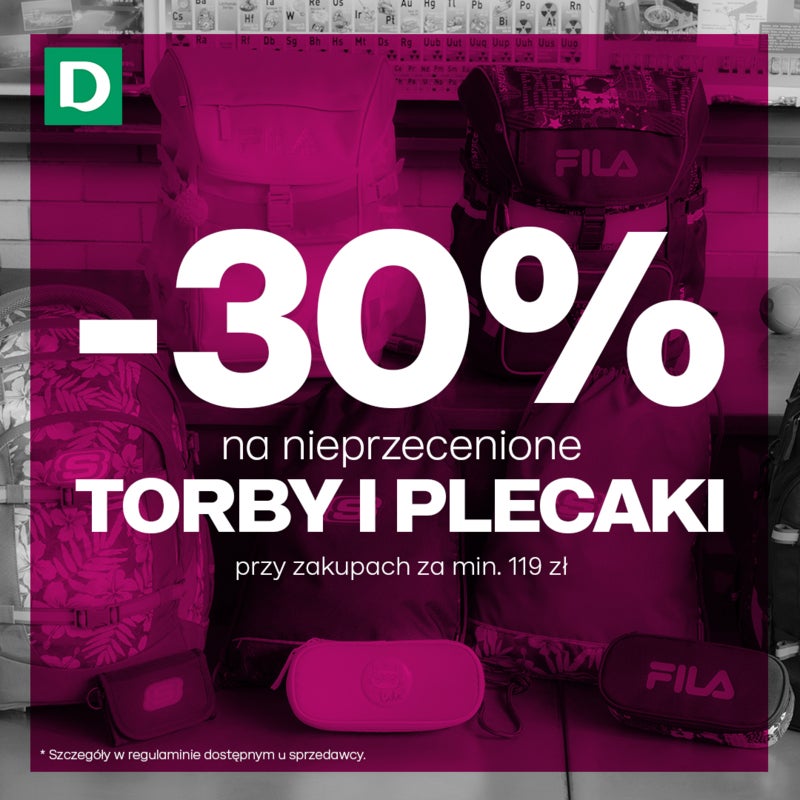 Tylko teraz wszystkie nieprzecenione torby i plecaki z rabatem 30